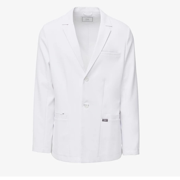 [S]Figs Classic Men Harlem White Slim Short Lab Coat Jacket - Picture 2 of 16